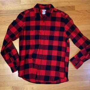 GAP Red & Black Buffalo Paid Untucked Men’s Flannel Button Down Shirt, size XL